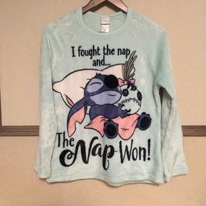 Disney Stitch Fuzzy Sleep Shirt Sz M
